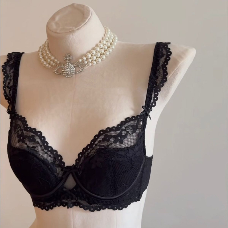 Set de sutien din bumbac pentru femei, cupă 3/4, cupă subțire modelată cu burete, inel de oțel moale, închidere în spate cu trei rânduri, bretele fixe