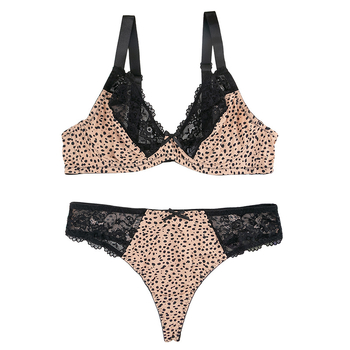 Set grudnjaka s leopardim uzorkom, velike veličine, ultra tanka čipka, prozračan