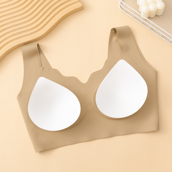  Sutien fără fir, în stil vest, cu cupă completă, cupă subțire mold, cu burete, material Ice Silk, nylon