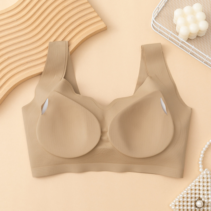  Sutien fără fir, în stil vest, cu cupă completă, cupă subțire mold, cu burete, material Ice Silk, nylon