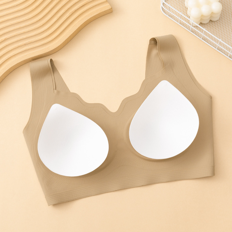  Sutien fără fir, în stil vest, cu cupă completă, cupă subțire mold, cu burete, material Ice Silk, nylon