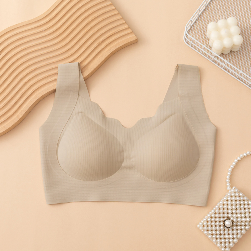  Sutien fără fir, în stil vest, cu cupă completă, cupă subțire mold, cu burete, material Ice Silk, nylon