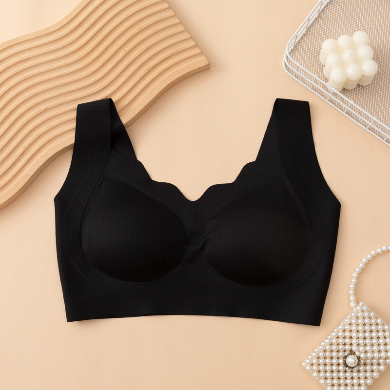  Sutien fără fir, în stil vest, cu cupă completă, cupă subțire mold, cu burete, material Ice Silk, nylon