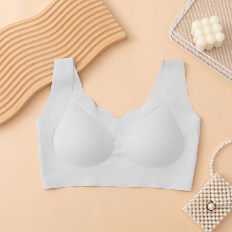  Sutien fără fir, în stil vest, cu cupă completă, cupă subțire mold, cu burete, material Ice Silk, nylon