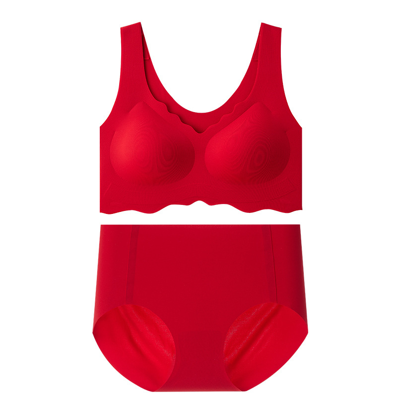 Moon Lisa Bezšivni crveni svadbeni set donjeg rublja, ženski top-stil push-up sportska grudnjaka, jedna veličina
