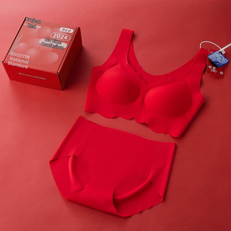 Moon Lisa Bezšivni crveni svadbeni set donjeg rublja, ženski top-stil push-up sportska grudnjaka, jedna veličina