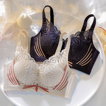 Set svilena čipkasta latex grudnjaka bez žice za mali bust, skupljanje i oblikovanje