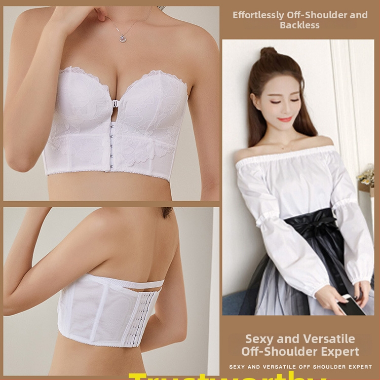 Σουτιέν χωρίς τιράντες, push-up, με κλείσιμο μπροστά και πίσω σε επτά σειρές, Κούπα 3/4, δαντέλα νάιλον, αντιολισθητικό