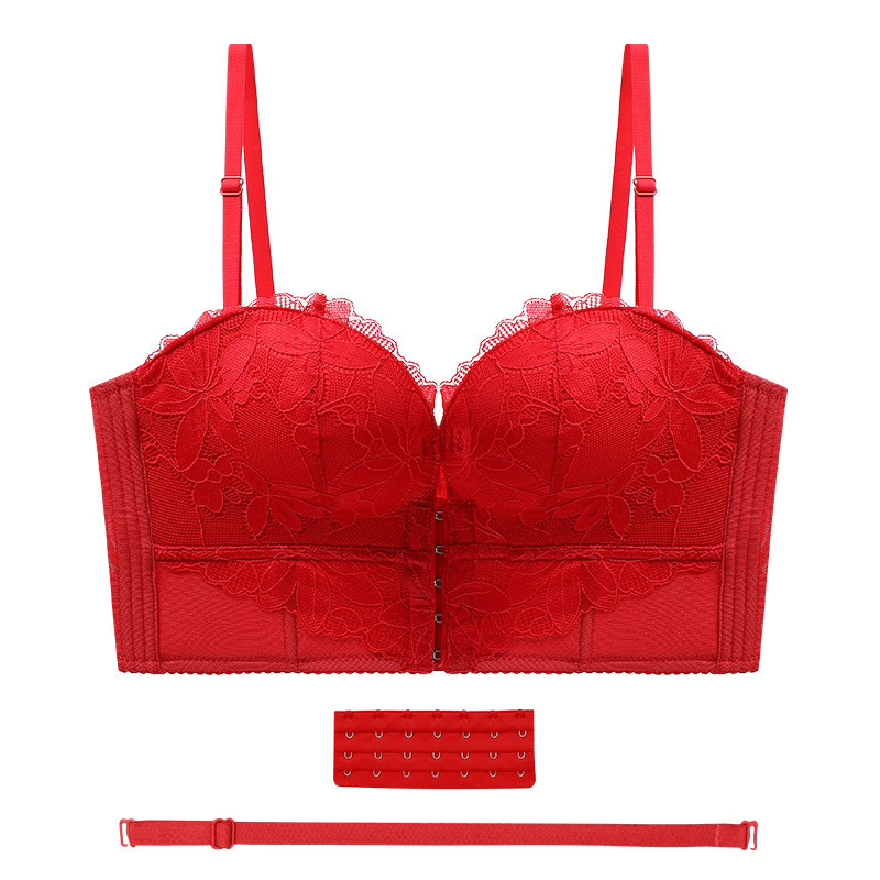 Σουτιέν χωρίς τιράντες, push-up, με κλείσιμο μπροστά και πίσω σε επτά σειρές, Κούπα 3/4, δαντέλα νάιλον, αντιολισθητικό