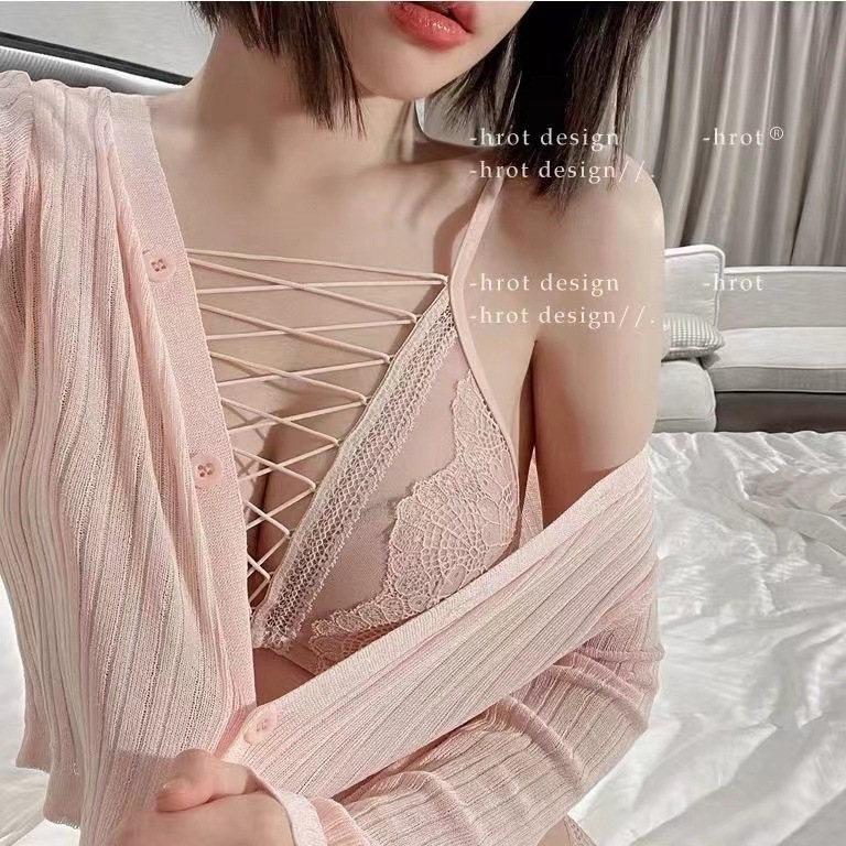 Set grudnjaka od čipke, halter stil, 1/4 košarice, tanke oblikovane košarice, dišuća stražnja strana