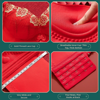 Nėrinių liemenėlės komplektas su 3/4 taurėmis, belaidis, fiksuoti petnešos, nugaros užsegimas su keturiomis eilėmis