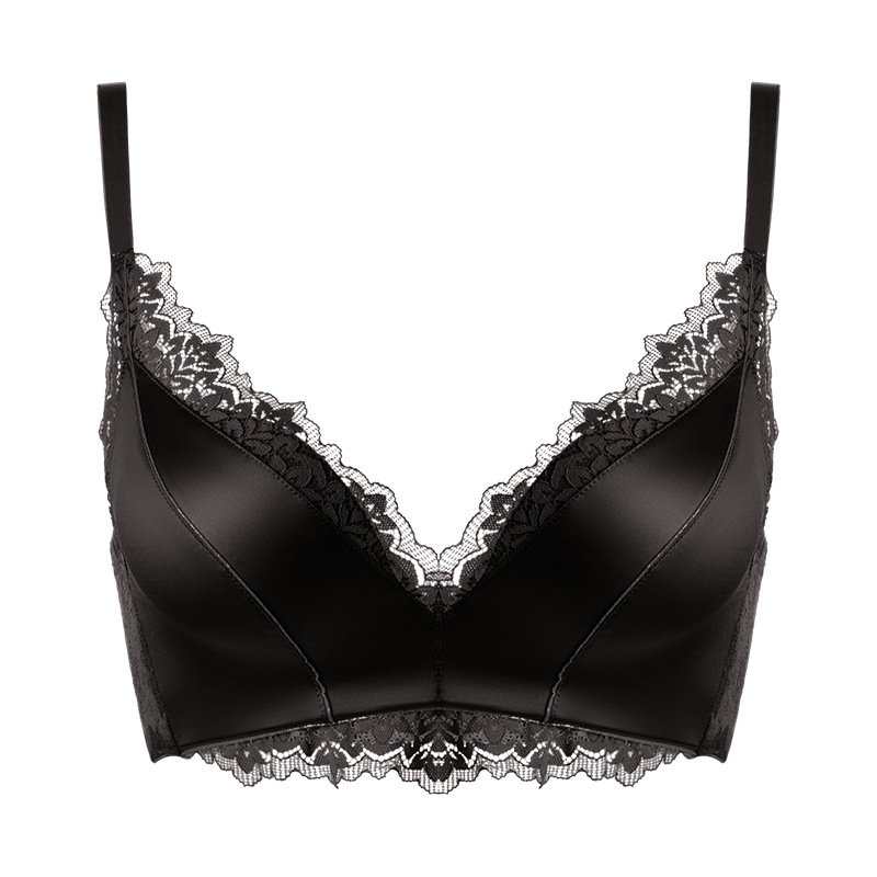 Set de sutiene fără armături cu dantelă pentru mic bust, cupa 3/4, material nailon, bretele fixe duble