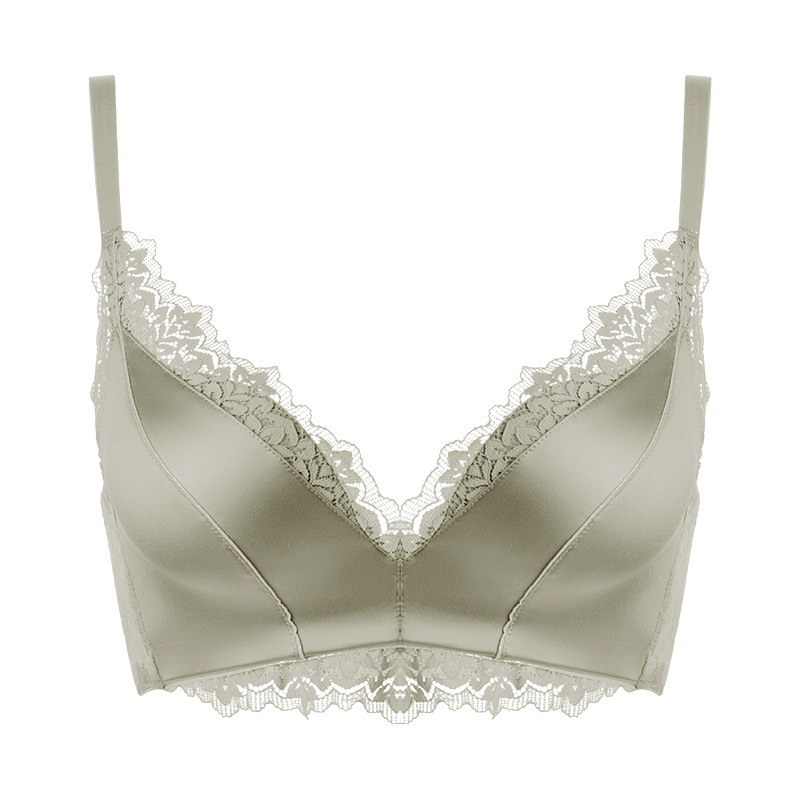 Set de sutiene fără armături cu dantelă pentru mic bust, cupa 3/4, material nailon, bretele fixe duble