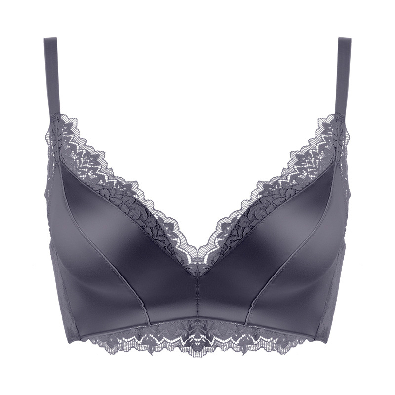 Set de sutiene fără armături cu dantelă pentru mic bust, cupa 3/4, material nailon, bretele fixe duble