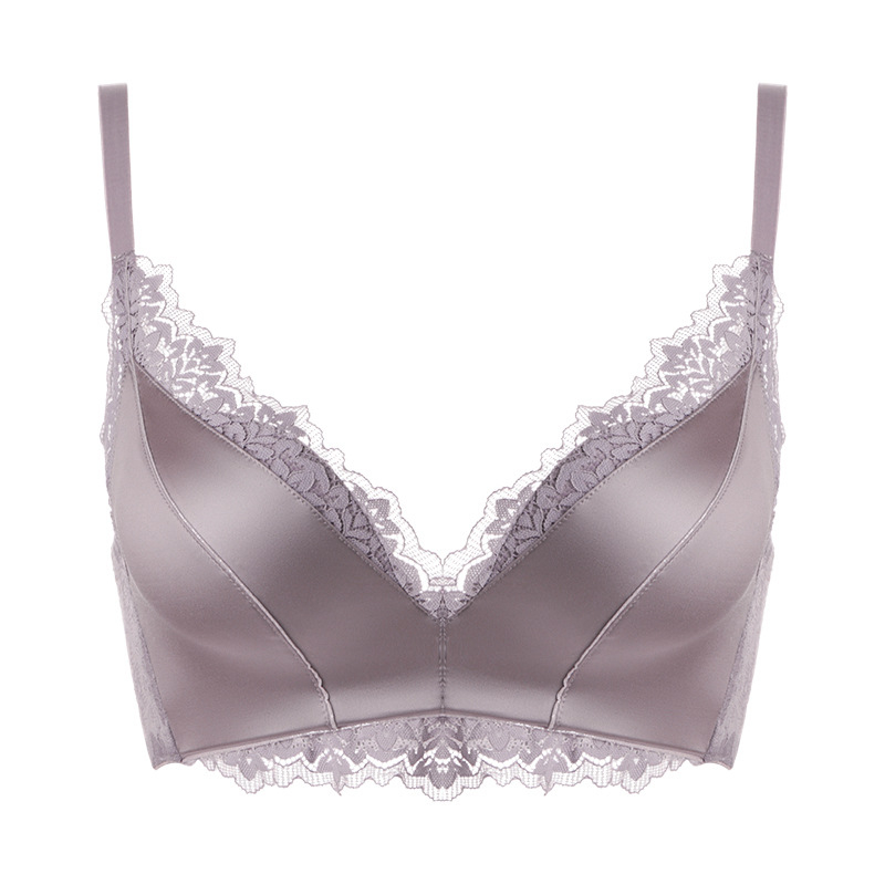 Set de sutiene fără armături cu dantelă pentru mic bust, cupa 3/4, material nailon, bretele fixe duble