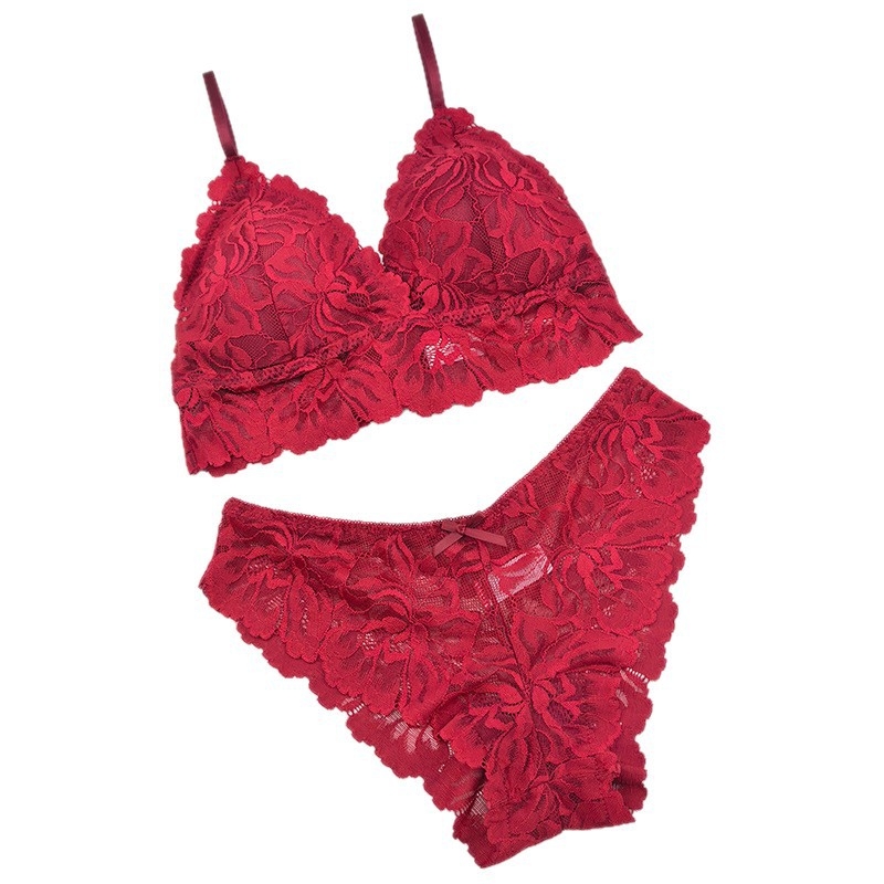 Nylon set grudnjaka s trokutičnim košaricama, tanki kalupi košarica, čvrste naramenice, stražnji zatvarač s tri reda kopči, prozračan, dvodijelni set