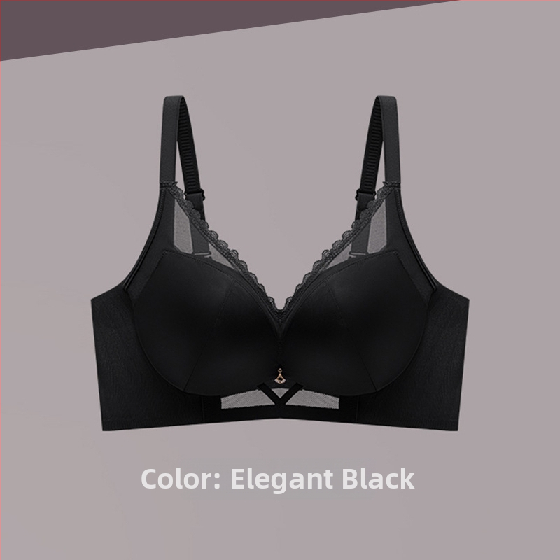 Set de sutien satin, wireless, cu cupă 3/4, efect push-up, închidere spate cu patru rânduri de cârlige