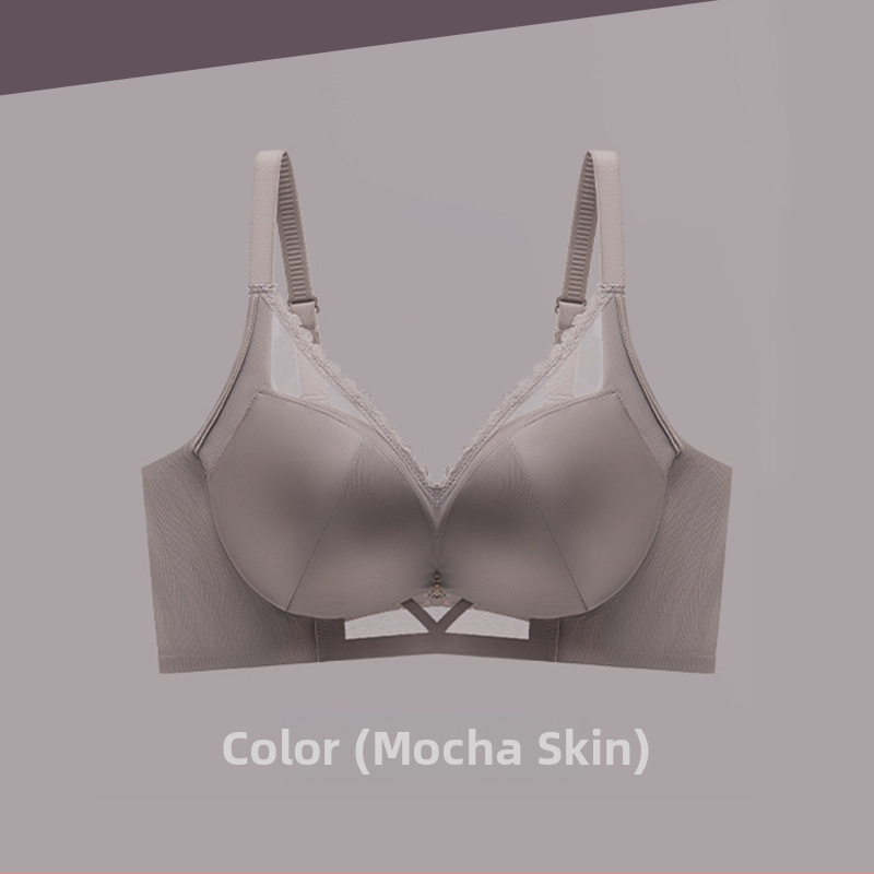 Set de sutien satin, wireless, cu cupă 3/4, efect push-up, închidere spate cu patru rânduri de cârlige