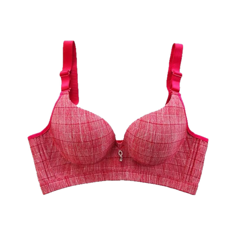 Bežični grudnjak s 3/4 košarice, 8 cm push-up, karirani najlon materijal, odvojive dvostruke naramenice, podstava od spandexa
