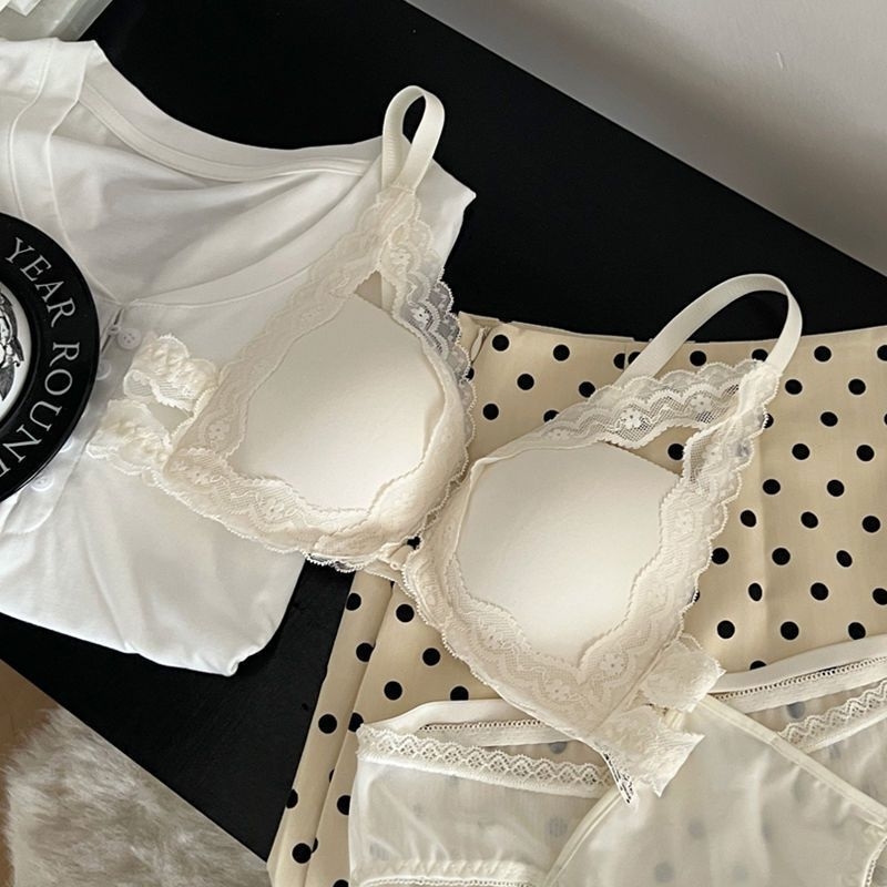 Grudnjak s prednjim zatvaranjem, čipkasti leđa, push-up za mali bust, bežični, seksi stil