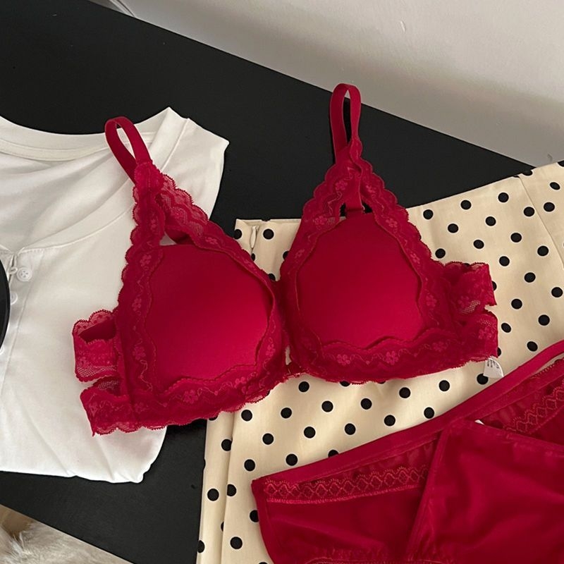 Grudnjak s prednjim zatvaranjem, čipkasti leđa, push-up za mali bust, bežični, seksi stil