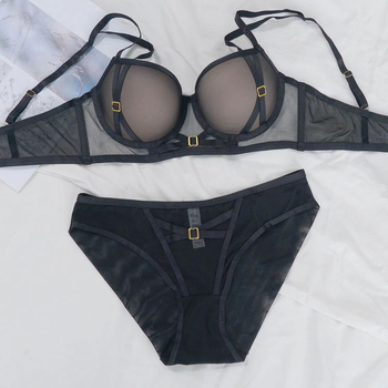 Set grudnjaka s čipkom, vanjski najlon, podstava poliester, Push-Up i zatezanje, stražnje zatvaranje s tri reda kukica