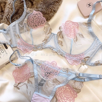 Dantelni ženski komplet donjeg rublja od pamuka, pamuk podloga, seksi stil, funkcija skupljanja