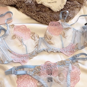 Dantelni ženski komplet donjeg rublja od pamuka, pamuk podloga, seksi stil, funkcija skupljanja