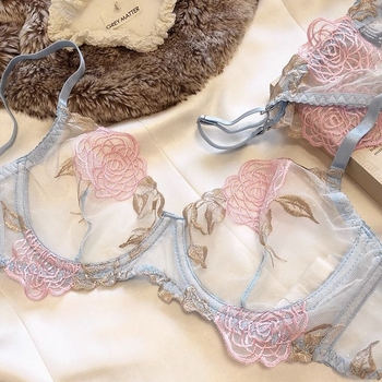 Dantelni ženski komplet donjeg rublja od pamuka, pamuk podloga, seksi stil, funkcija skupljanja