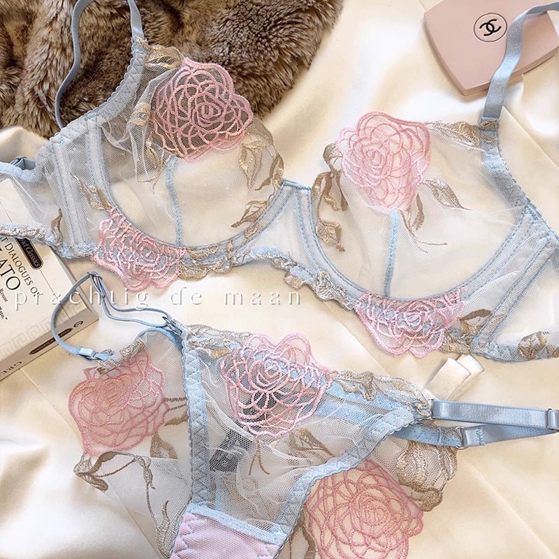 Dantelni ženski komplet donjeg rublja od pamuka, pamuk podloga, seksi stil, funkcija skupljanja