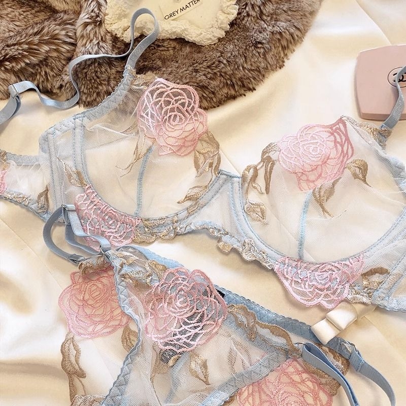 Dantelni ženski komplet donjeg rublja od pamuka, pamuk podloga, seksi stil, funkcija skupljanja