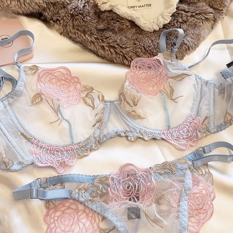 Dantelni ženski komplet donjeg rublja od pamuka, pamuk podloga, seksi stil, funkcija skupljanja