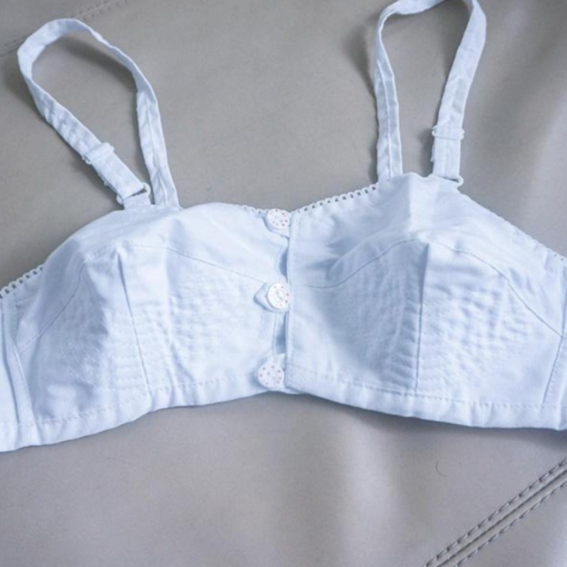Tradicionalni pamučni grudnjak s prednjim zatvaračem, tanke oblikovane košarice, puna košarica, fiksirane dvostruke naramenice