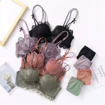 Seksi čipkasti grudnjak s leđnim dizajnom, bežični, podesive naramenice, košarica 3/4, najlon