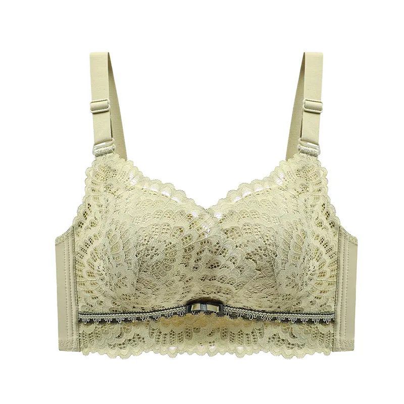 Set grudnjaka bez žice, 3/4 košarica, čvrste dvostruke naramenice, stražnje četiri reda kopči, čipasta najlonska tkanina