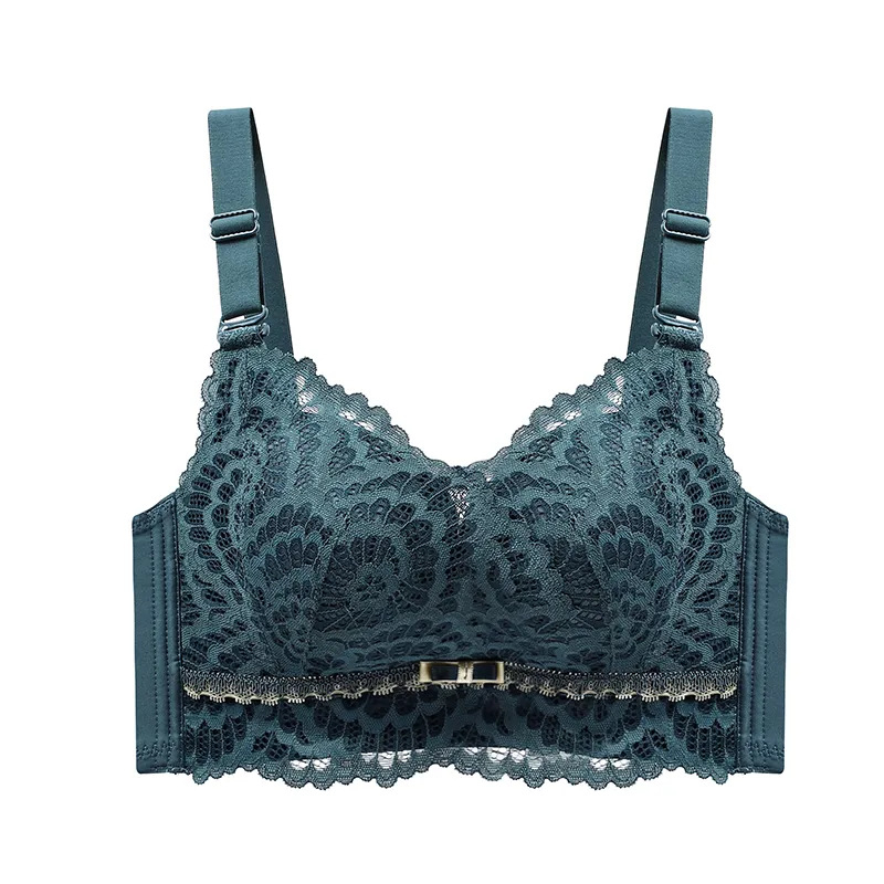 Set grudnjaka bez žice, 3/4 košarica, čvrste dvostruke naramenice, stražnje četiri reda kopči, čipasta najlonska tkanina