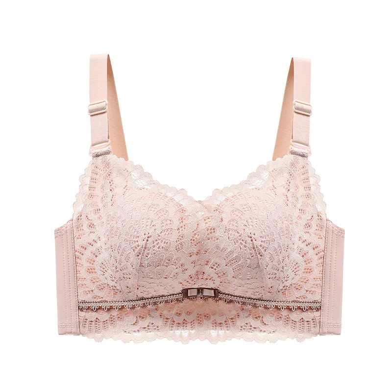 Set grudnjaka bez žice, 3/4 košarica, čvrste dvostruke naramenice, stražnje četiri reda kopči, čipasta najlonska tkanina