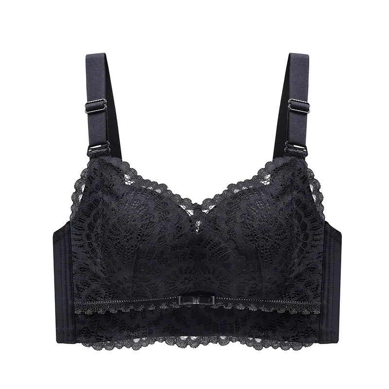 Set grudnjaka bez žice, 3/4 košarica, čvrste dvostruke naramenice, stražnje četiri reda kopči, čipasta najlonska tkanina