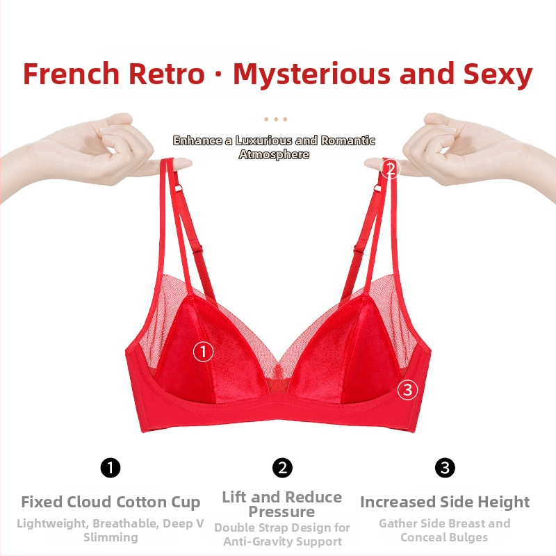 Set grudnjaka s trokutastim košaricama, tanke oblikovane košarice, najlon materijal, fiksni dvostruki naramenici, stražnji zatvarač s tri redova kopči