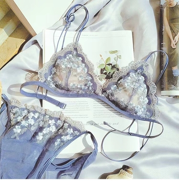 Set grudnjaka od najlona, 3/4 košarica, ultra tanke oblikovane košarice, fiksirane dvostruke naramenice, prozračan