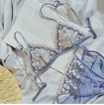 Set grudnjaka od najlona, 3/4 košarica, ultra tanke oblikovane košarice, fiksirane dvostruke naramenice, prozračan