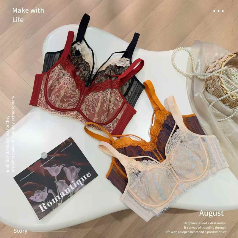 Francuski čipkasti set donjeg rublja, ultratanki 3/4 košarica, glavni materijal najlon, podstava Modal, udjel podstave ispod 30%