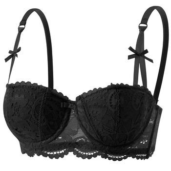 Čipkasti grudnjak s košaricama 3/4, bez žice, tanak oblik košarica, stražnje kopčanje s dvostrukim redom kopči