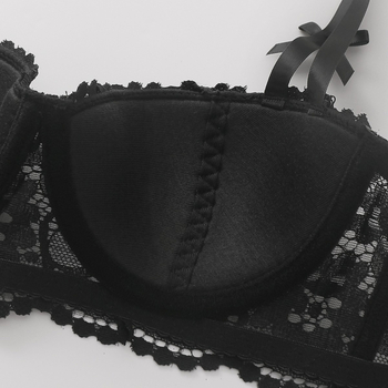 Čipkasti grudnjak s košaricama 3/4, bez žice, tanak oblik košarica, stražnje kopčanje s dvostrukim redom kopči