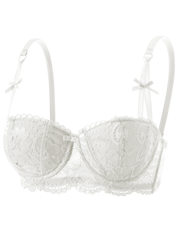 Čipkasti grudnjak s košaricama 3/4, bez žice, tanak oblik košarica, stražnje kopčanje s dvostrukim redom kopči