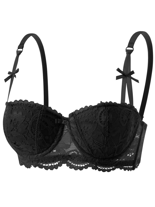 Čipkasti grudnjak s košaricama 3/4, bez žice, tanak oblik košarica, stražnje kopčanje s dvostrukim redom kopči