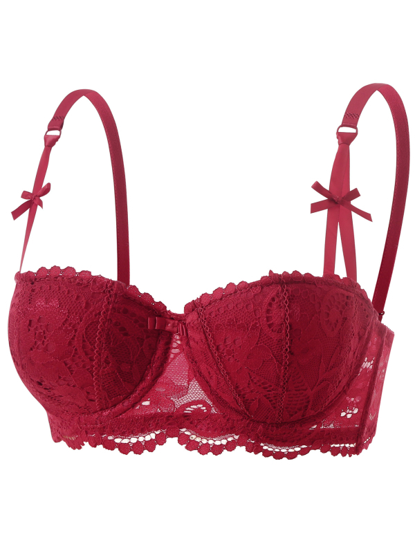 Čipkasti grudnjak s košaricama 3/4, bez žice, tanak oblik košarica, stražnje kopčanje s dvostrukim redom kopči