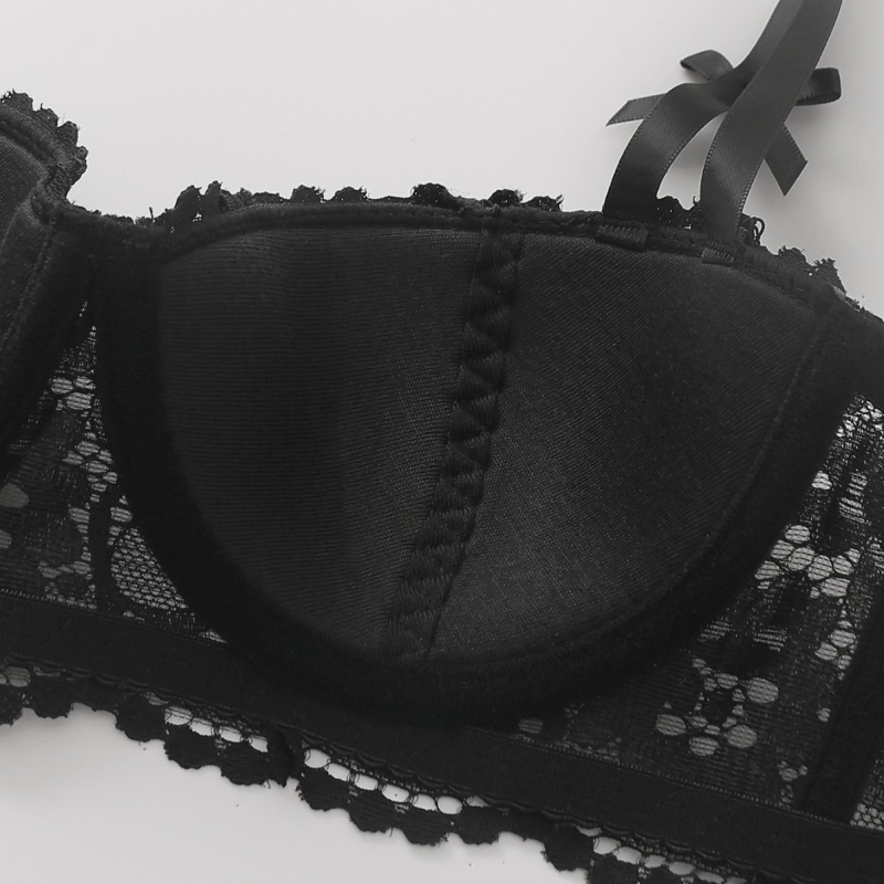 Čipkasti grudnjak s košaricama 3/4, bez žice, tanak oblik košarica, stražnje kopčanje s dvostrukim redom kopči