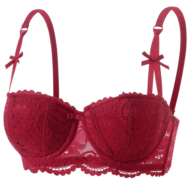 Čipkasti grudnjak s košaricama 3/4, bez žice, tanak oblik košarica, stražnje kopčanje s dvostrukim redom kopči