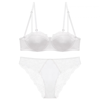 Francuski satin grudnjaka set, polu košarice, tanko oblikovane košarice s pjenom, čvrste dvostruke naramenice, stražnji dvostruki kopči